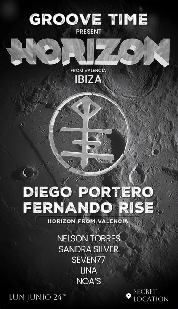 Official flyer: Groove Time presents Horizon · Valencia to Ibiza